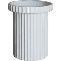 DBKD Stripe krukke lille h18 cm Ø12 cm Shiny white