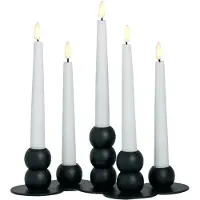 Fyrklövern Lykke kombineret lysestage inkl. 5 LED-lys Black