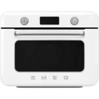Smeg 50''s Style Bordplade Kombiovn COF01WHEU Hvid, Lille, 30 L, 40 - 230 °C, Kage, Kok, Fisk, Kød, Tærte, Pizza, Damp, Grøntsag, 1800 W, 3 hylder