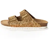 Bayton Pantoletter 'Athena' guld / hvid