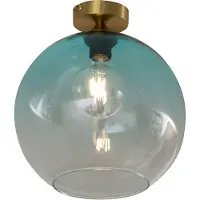 QAZQA Art Deco loftslampe messing med blåt glas - Sandra