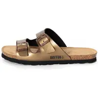 Bayton Pantoletter 'Astrakan' bronze / sort