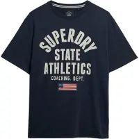 Superdry Superdrytil mænd. M1012176A Athletic Essential navy T-shirt (M), Casual, Bomuld, Korte ærmer, Blå