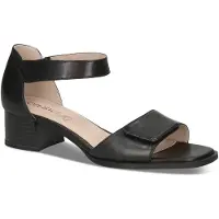 Caprice Heeled sandal, black, made of Leather with Trapeze heel, Size 39