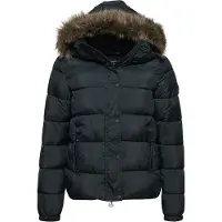 Superdry Superdrytil kvinder. W5011178A Kort mellemlang jakke med hætte, sort (M), Casual, Nylon