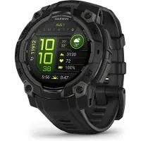 Garmin Instinct 3 AMOLED - 45 mm - fiberforstærket polymer - Ja smart ur med bånd - silikone - display 1.2 - 4 GB - Bluetooth, ANT+ - 53 g - sort