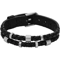 Fossil Armbånd sort / sølv