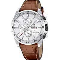 Festina Herreur F20692-1 Timeless Sølvfarvet/Læder Ø44.5 mm