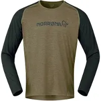 Norrøna - MTB tøj - Fjora Equaliser Lightweight Long Sleeve M'S Olive Night til Unisex - Størrelse L - Kaki