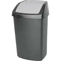Curver Swing-Top, 50 L, Rektangulær, Plast, Sort, Grå, Plast, 406 mm