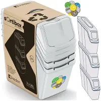 Prosperplast affaldsspand SortiBox set 3 x 20 L gråbrun/sort