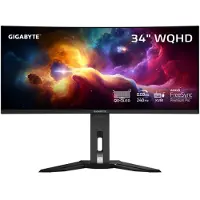 Gigabyte MO34WQC2 - OLED-monitor - kurvet - 34 - 3440 x 1440 WQHD @ 240 Hz - 1000 cd/m² - 1500000:1 - DisplayHDR 400 True Black - 0.03 ms - 2xHDMI, DisplayPort, USB-C - højtalere
