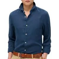 Superdry Superdrytil mænd. M4010995A Ferie hørskjorte navy (XXL), Casual, Linned, Lange ærmer, Blå
