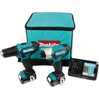 Makita CLX224A, Trådløs kombiboremaskine, Trådløs skruetrækker, Sort, Grøn, 30 Nm, 450 rpm, 1700 rpm, 70 dB