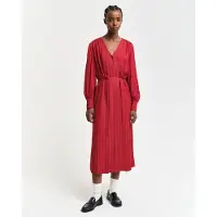 Gant Ganttil kvinder. 4503360 Stribet skjortekjole i rød satin (38), Casual, Viscose, Lange ærmer