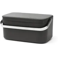Brabantia madaffald Caddy (0,48 gal/m?rkegr?) k?kken rester kan med ophold ?bent l?g og rustfrit st?l h?ndtag til kompostering