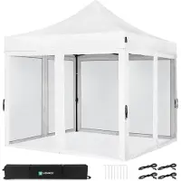Vonroc Easy-Up Party Telt - Pavillon - 3x3 m | Inkl. Myggenet Sidevægge - Hvid