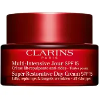 Clarins Super Restorative SPF 15, Dagcreme, Kvinder, Moden hud, Ansigt, Nakke, Anti-aldring, Anti-rynke, Løfte, Fugte, Beskyttelse, Glattende, 50+ År