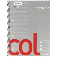 Bantex Kollegieblok A4 COL linjeret m/huller - (10 stk.)