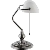 Eglo BANKER bordlampe røgfarvet stål med hvid glasskærm
