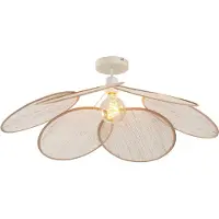 QAZQA Japandi loftslampe creme med linnedskærm - Aisha