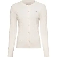 Gant Ganttil kvinder. 4800103 Off-white ecru strikcardigan (S), Hvid, Casual, Bomuld