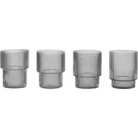 Ferm Living Ripple glas small 6 cl 4-pak Smoked grey