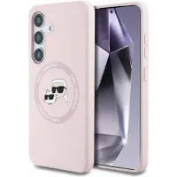 Karl Lagerfeld Silicone Double Heads And Circle MagSafe Samsung Galaxy S25 Plus Etui Pink