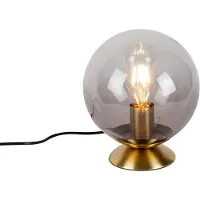 QAZQA Art Deco Bordlampe Messing med Røgglas - Pallon