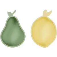 OYOY Snackskåle - 2-pak - Silikone - Lemon & Pear - Yellow/Green - - OneSize - Skål