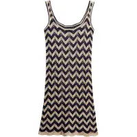 Superdry Superdrytil kvinder. W8011846A Navy zigzag-strikket minikjole (M), Casual, Viscose, Uden ærmer/stropper, Blå