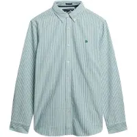 Superdry Superdrytil mænd. M4011037A Klassisk Oxford L/S-skjorte grøn (L), Casual, Bomuld, Lange ærmer