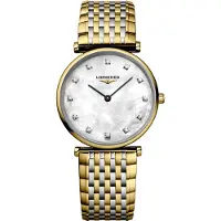 Longines Dameur L4.512.2.87.7 Grande Classique Hvid/Gul guldtonet