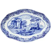 Spode Blue Italian fed oval 14x21 cm Blå-hvid