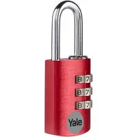 Yale Smart Living Yale YE3CB/20/121/1/CO, Konventionelle hængelås, Kombinationslås, Rød, Aluminium, Stål, U-formet