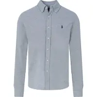 Ralph Lauren Polo Ralph Laurentil mænd. 710654408019 Ultralight grå pique-skjorte (XL), Casual, Bomuld, Lange ærmer