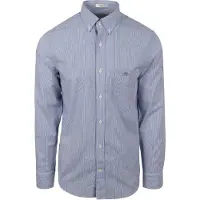 Gant Ganttil mænd. 3000140 Poplin-skjorte Regular Fit Banker Stripe blå (L), Casual, Bomuld, Lange ærmer