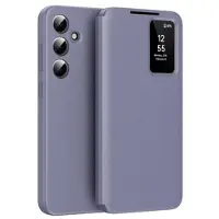 Mtp Products Samsung Galaxy S24 Smart Clear View Flip etui med kortplads - grå-lilla