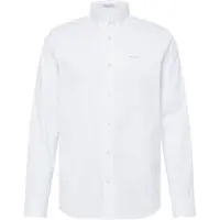 Gant Ganttil mænd. 3000300 Pinpoint Oxford Regular Fit skjorte hvid (S), Casual, Bomuld, Lange ærmer