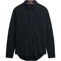 Superdry Superdrytil mænd. M4011000A Vintage langærmet pikéskjorte med navyfarvet flosset stof (XXL), Casual, Bomuld, Lange ærmer, Blå