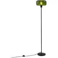 QAZQA Retro gulvlampe sort med grønt glas - Bizle