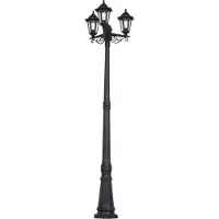 QAZQA Klassisk udendørs pullertlampe sort 217 cm IP44 - New Haven Hammered