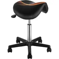 Vevor Sadelstol med hjul, 181,4 kg vægtkapacitet Ergonomisk rullende sadelstol, højdejusterbar fortykket PU-læder drejelig sadelstol til salon, spa, tatovering, klinik, sort