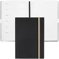 BOSS A5-notesbook i sort imiteret læder med signaturstribet strop