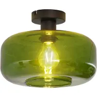QAZQA Retro loftslampe sort med grønt glas - Bizle