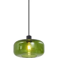 QAZQA Retro pendellampe sort med grønt glas - Bizle