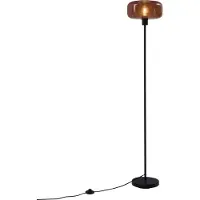 QAZQA Retro gulvlampe sort med bronzeglas - Bizle