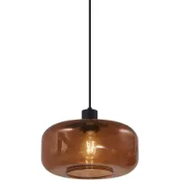 QAZQA Retro pendellampe sort med bronzeglas - Bizle