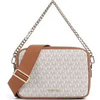 Michael Kors Michael Korstil kvinder. 32S5GYTC5B Medium Bryant-skuldertaske med beige logo (OSFA), Casual, Kanvas