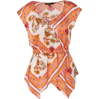 KOROSHI Bluse orange / abrikos / rød / hvid